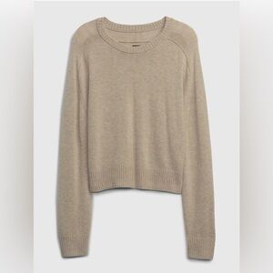 Gap Sweater Women Large Merino Wool Blend Pullover Tan Cropped Classic Preppy
